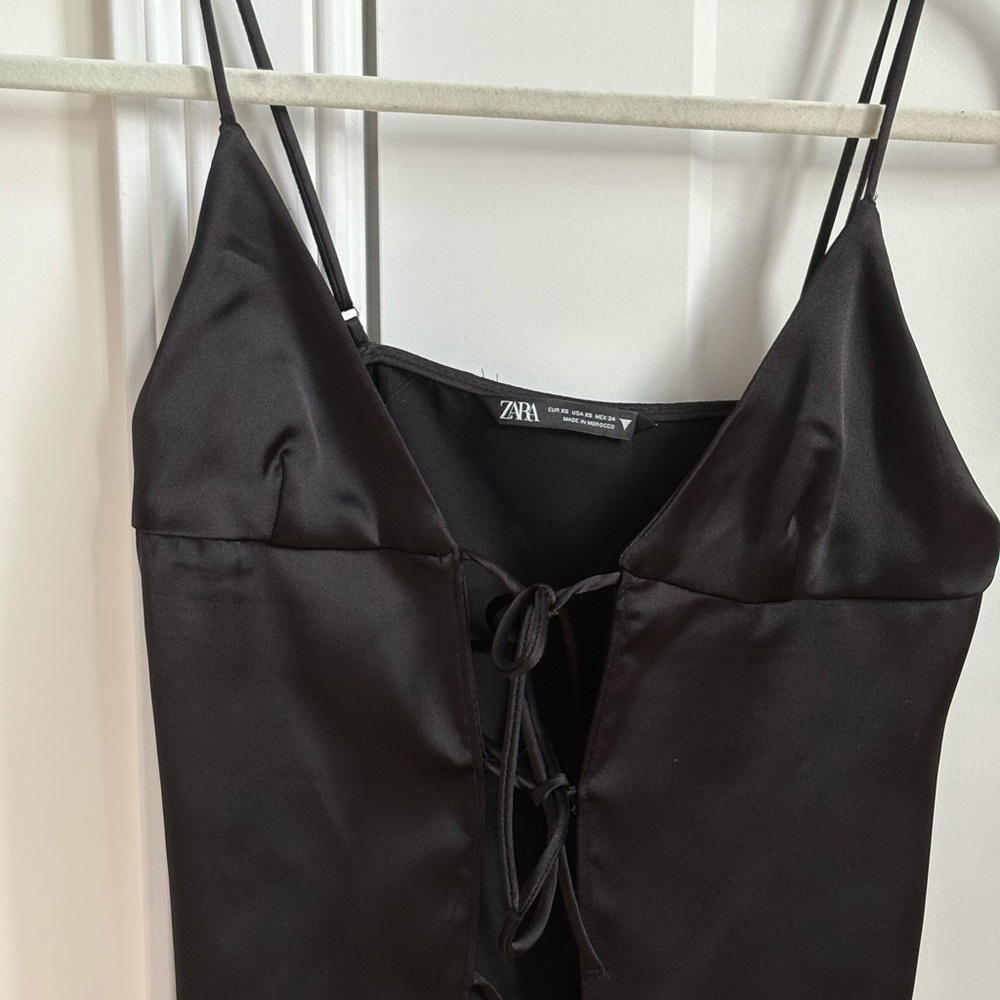 Zara Black Satin Tie-Front Camisole - Worn Once